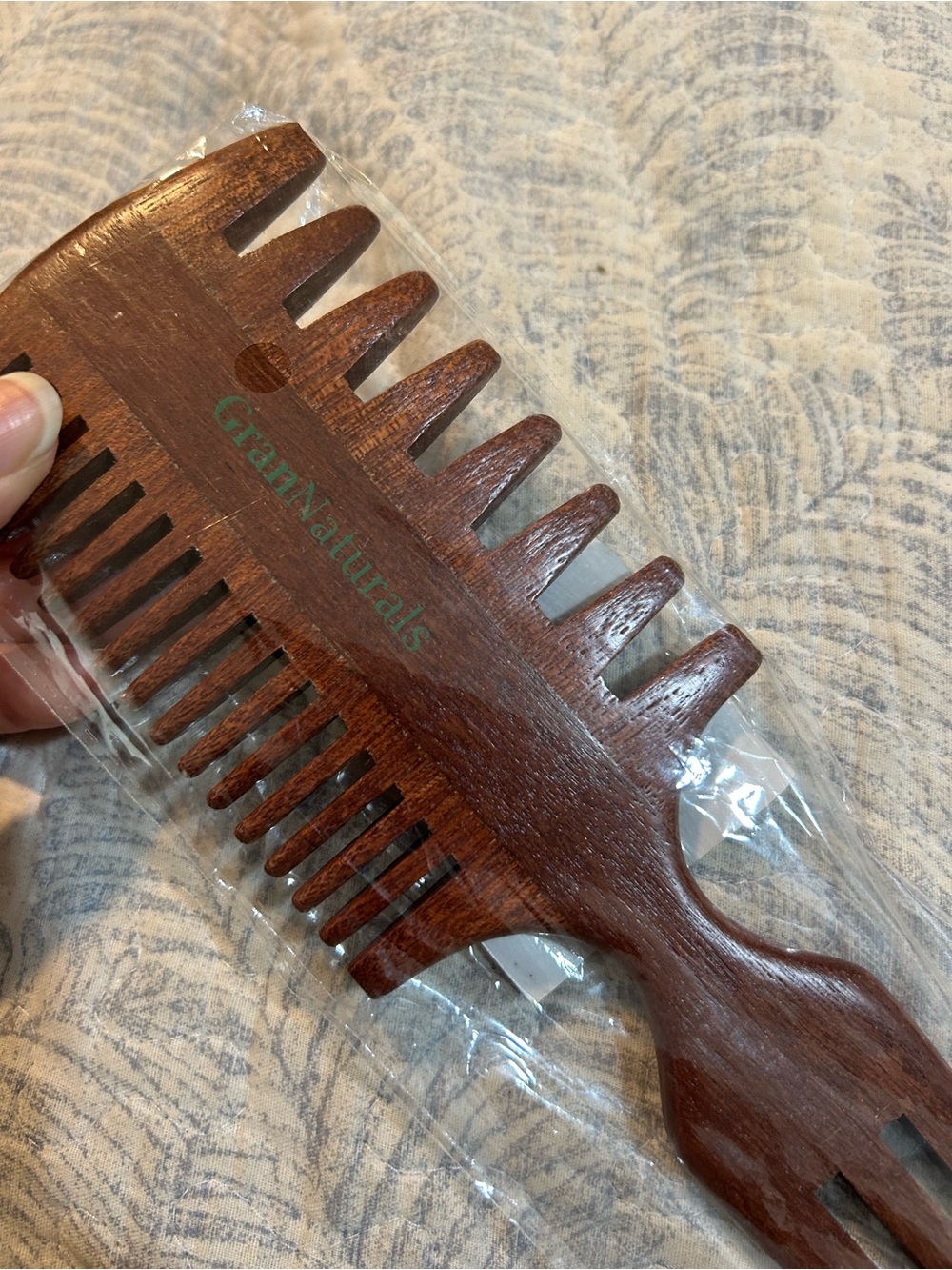 Classic Wooden Double-Head Beard & Hair Comb - Brown - Picture 2 of 3